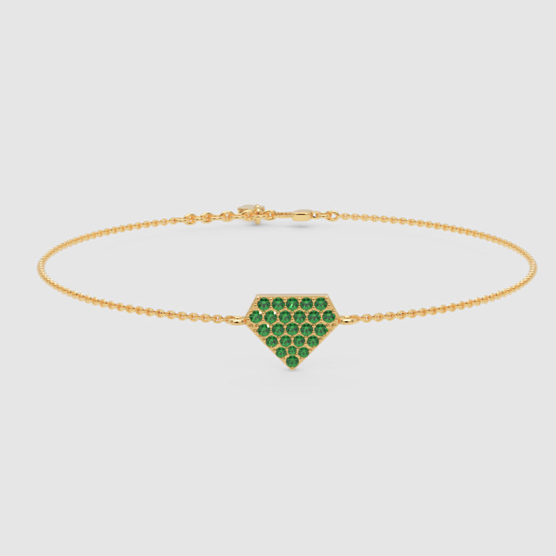 Emerald Pav Geometric Pentagon Bracelet - Three