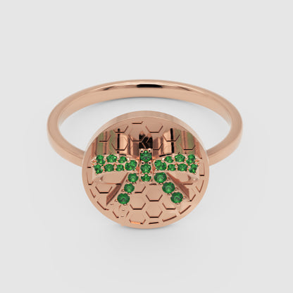Emerald Honeycomb Disc Ring - Six