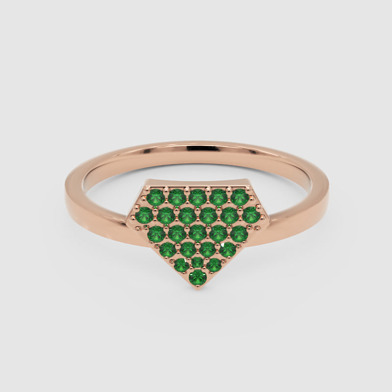 Emerald Pav Diamondshaped Stackable Ring - Four