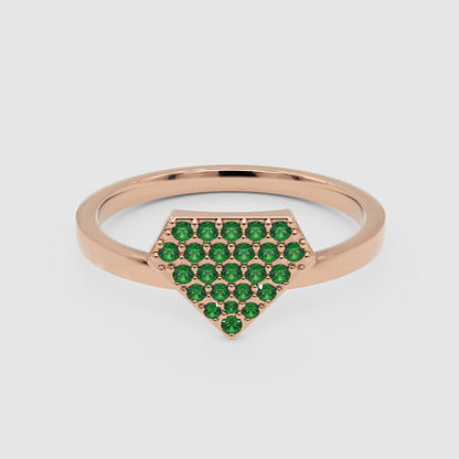Emerald Pav Diamondshaped Stackable Ring - Four