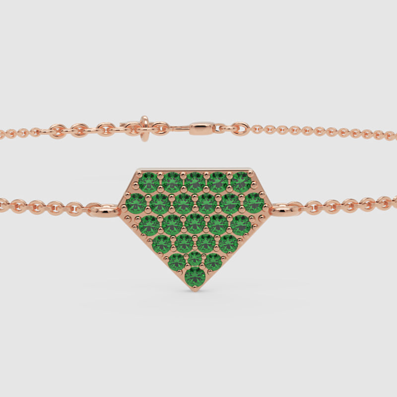 Emerald Pav Geometric Pentagon Bracelet - Four