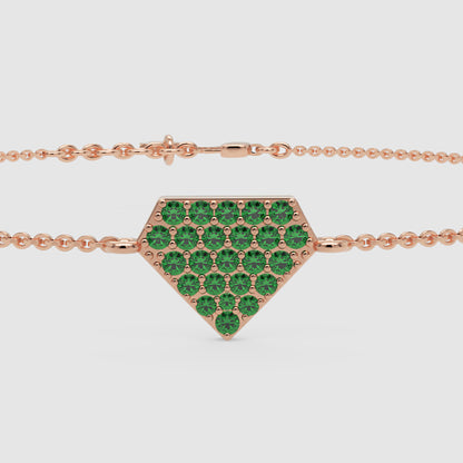 Emerald Pav Geometric Pentagon Bracelet - Four