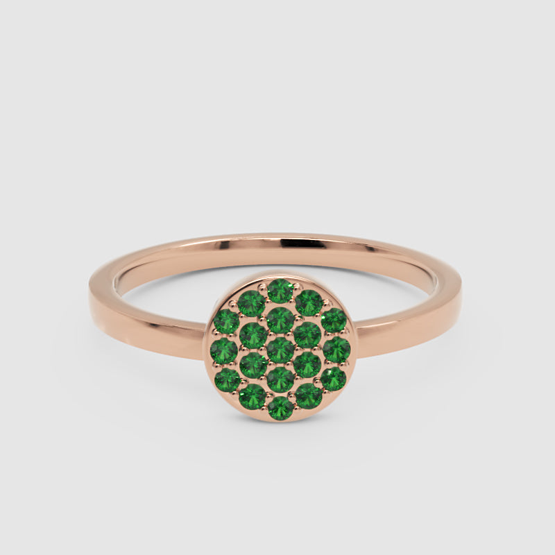 Emerald Pav Disc Stackable Ring - Four
