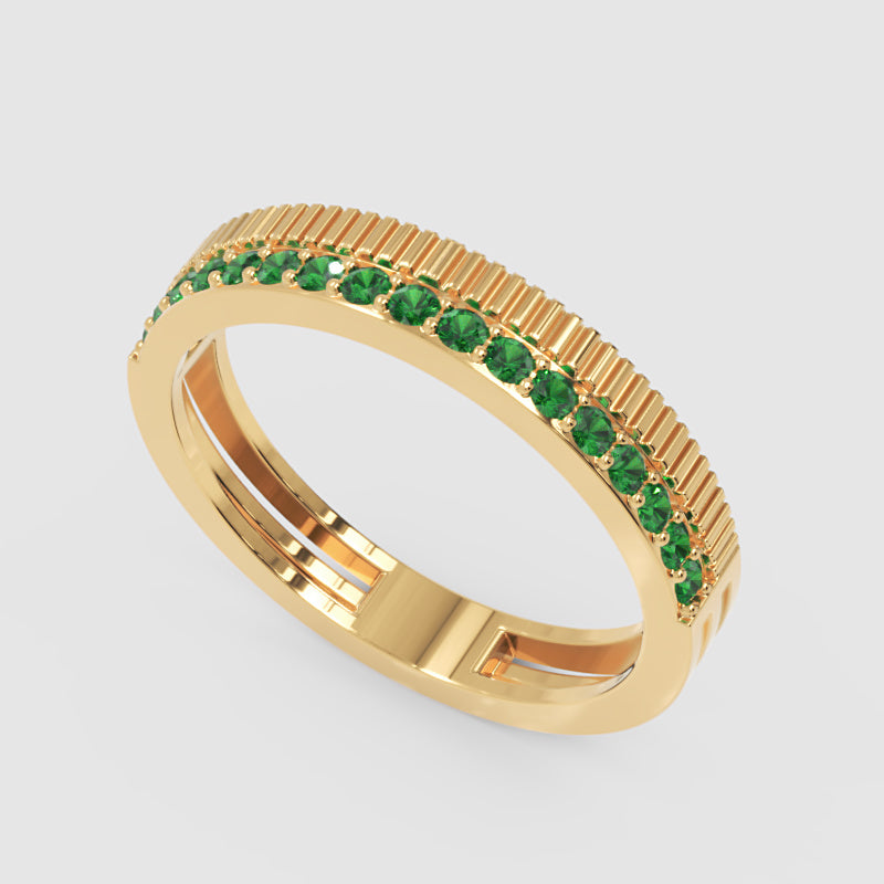 Gold Emerald Band Ring 4Mm – Minimal Textured Stackable Ring | Jebij - Seven