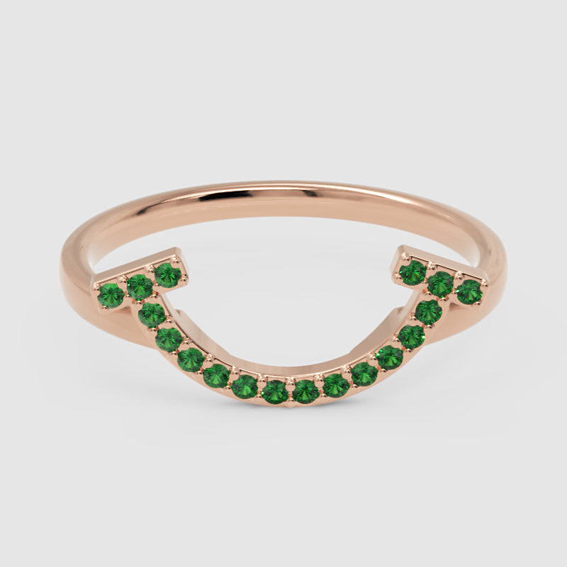 Green Lab Grown Gemstone Horseshoe Ring - Four
