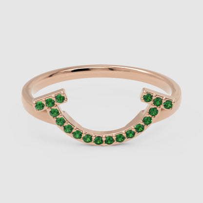 Green Lab Grown Gemstone Horseshoe Ring - Four