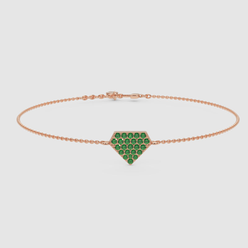 Emerald Pav Geometric Pentagon Bracelet - Five