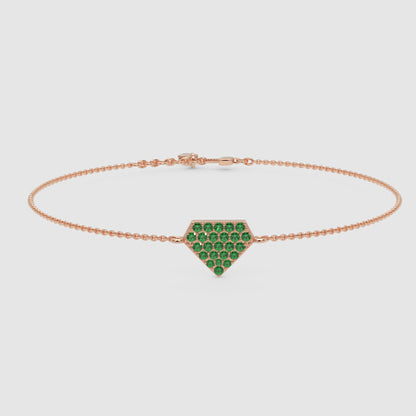 Emerald Pav Geometric Pentagon Bracelet - Five