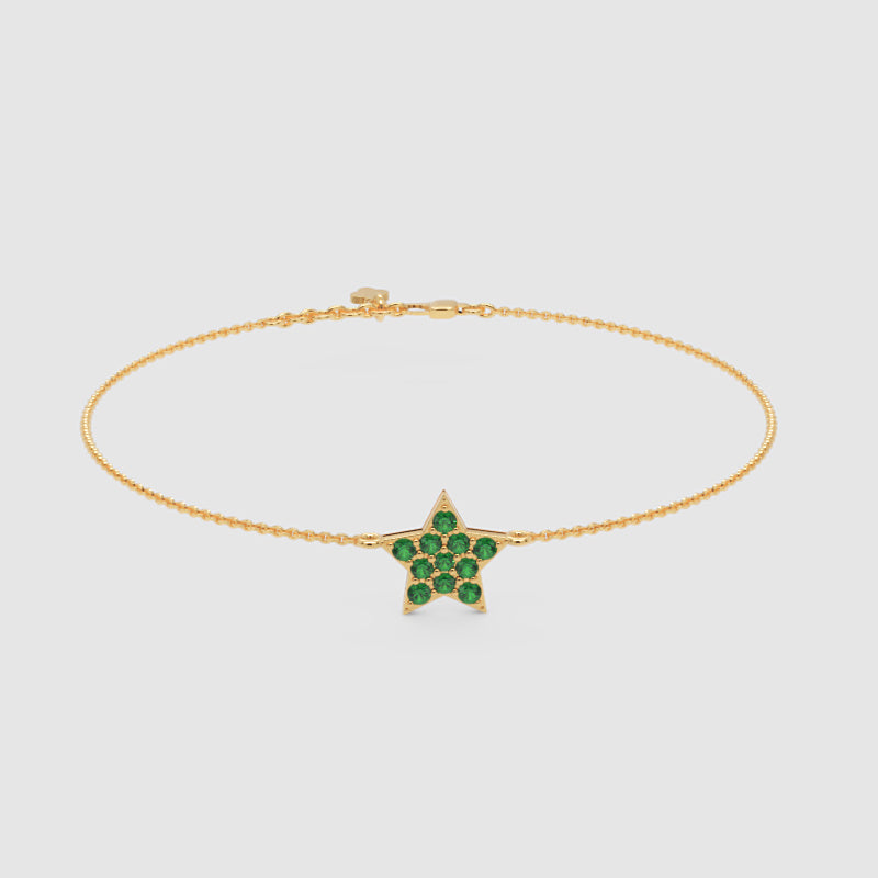 Emerald Star Pendant Bracelet With Double Chain Design - Five