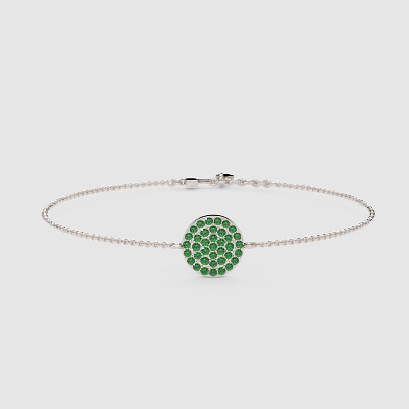 Pav Emerald Disc Chain Bracelet - Five