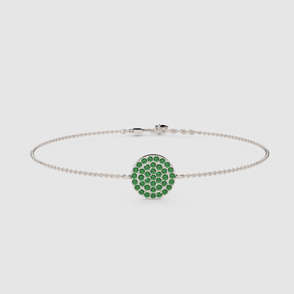 Pav Emerald Disc Chain Bracelet - Five