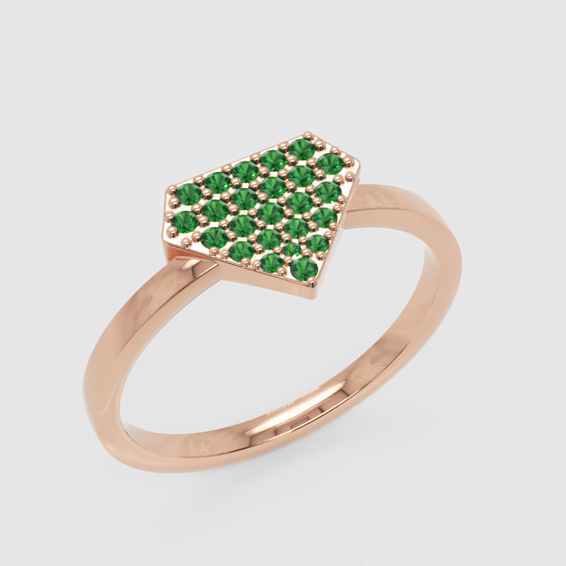 Emerald Pav Diamondshaped Stackable Ring - Five
