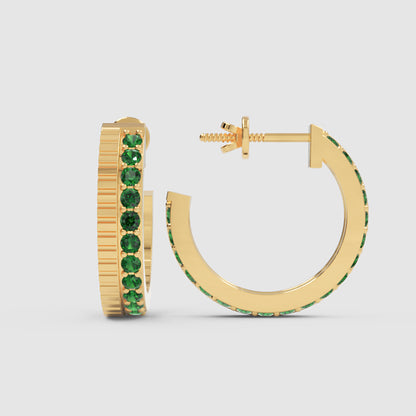 Green Emerald Hoop Earrings In Rose Gold – Classic Minimal Color Statement Hoops | Jebij - Five