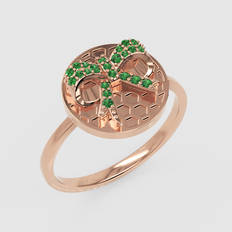 Emerald Honeycomb Disc Ring - Seven