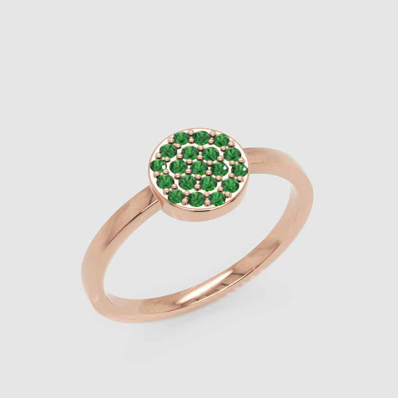 Emerald Pav Disc Stackable Ring - Five