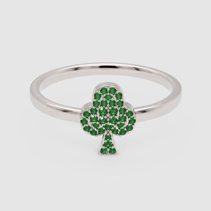 Lab Grown Green Gemstone Club Ring In Yellow Gold - Six