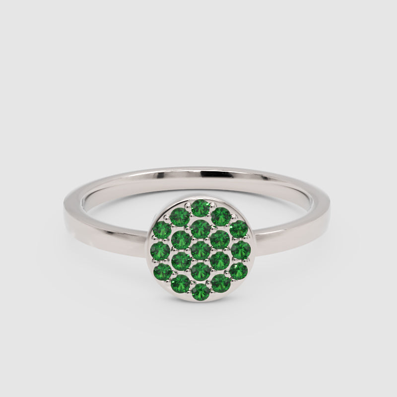 Emerald Pav Disc Stackable Ring - Six