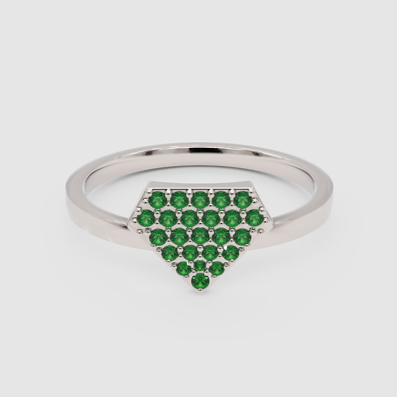 Emerald Pav Diamondshaped Stackable Ring - Six