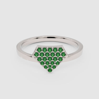 Emerald Pav Diamondshaped Stackable Ring - Six