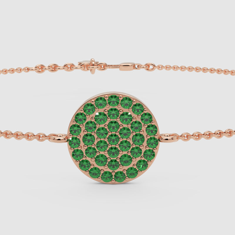 Pav Emerald Disc Chain Bracelet - Six