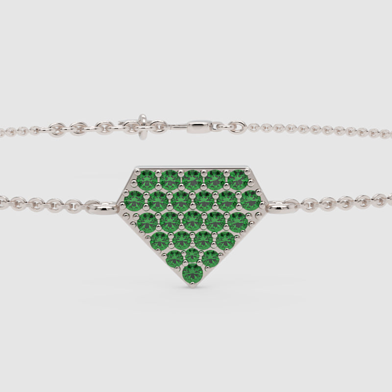 Emerald Pav Geometric Pentagon Bracelet - Six