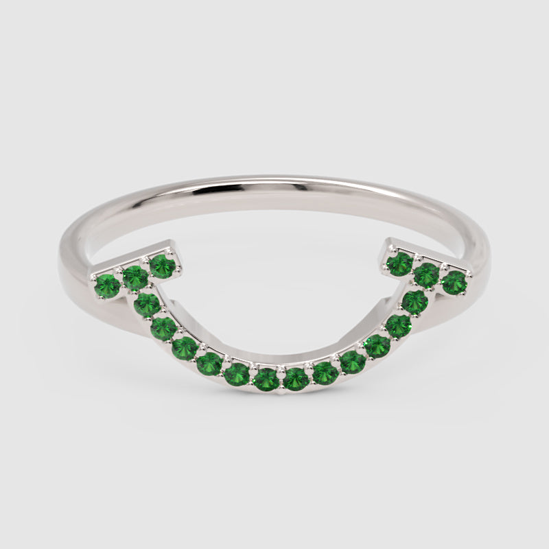 Green Lab Grown Gemstone Horseshoe Ring - Six
