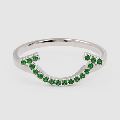 Green Lab Grown Gemstone Horseshoe Ring - Six