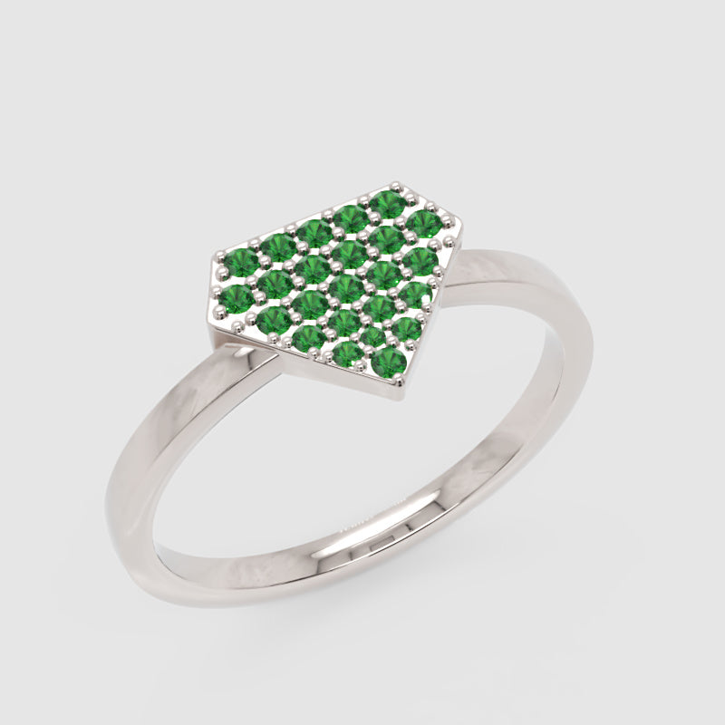 Emerald Pav Diamondshaped Stackable Ring - Seven