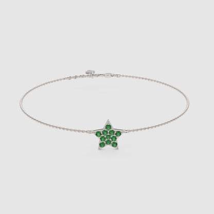 Emerald Star Pendant Bracelet With Double Chain Design - Seven