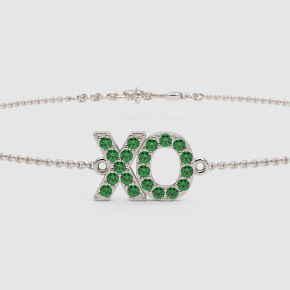Xo Hugs And Kisses Emerald Bracelet With Chain Link Design - Six