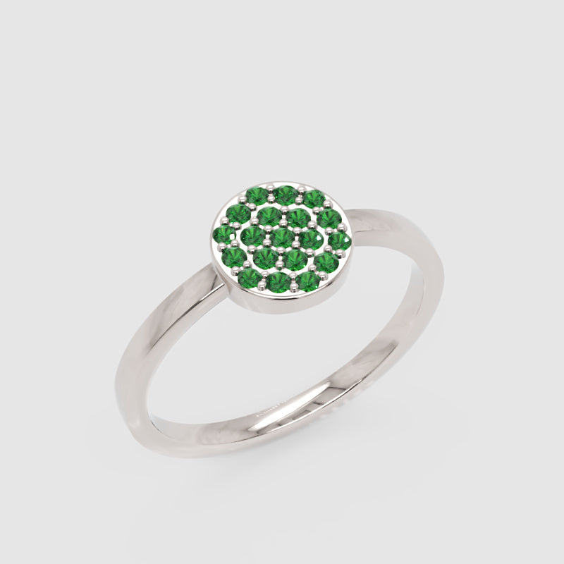 Emerald Pav Disc Stackable Ring - Seven