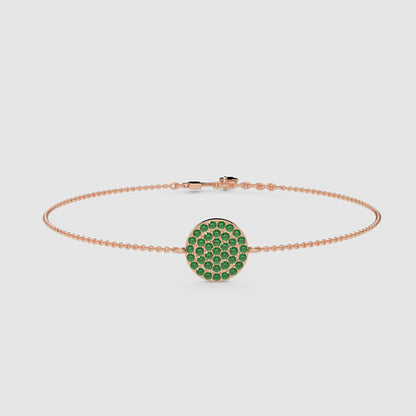 Pav Emerald Disc Chain Bracelet - Seven