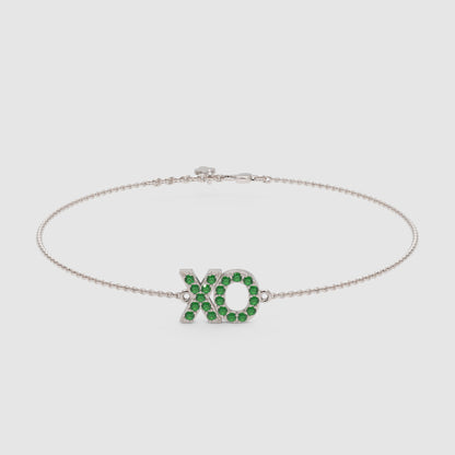 Xo Hugs And Kisses Emerald Bracelet With Chain Link Design - Seven