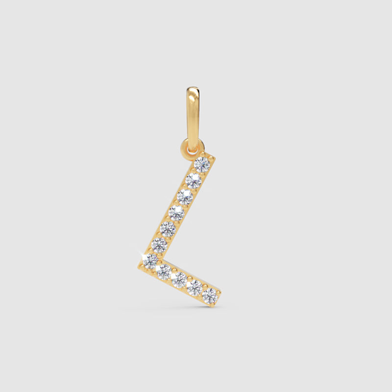 Diamond Initial L Pendant in White Gold