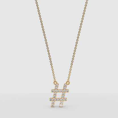 Hashtag Symbol Pendant Necklace With Pav Crystals - Three