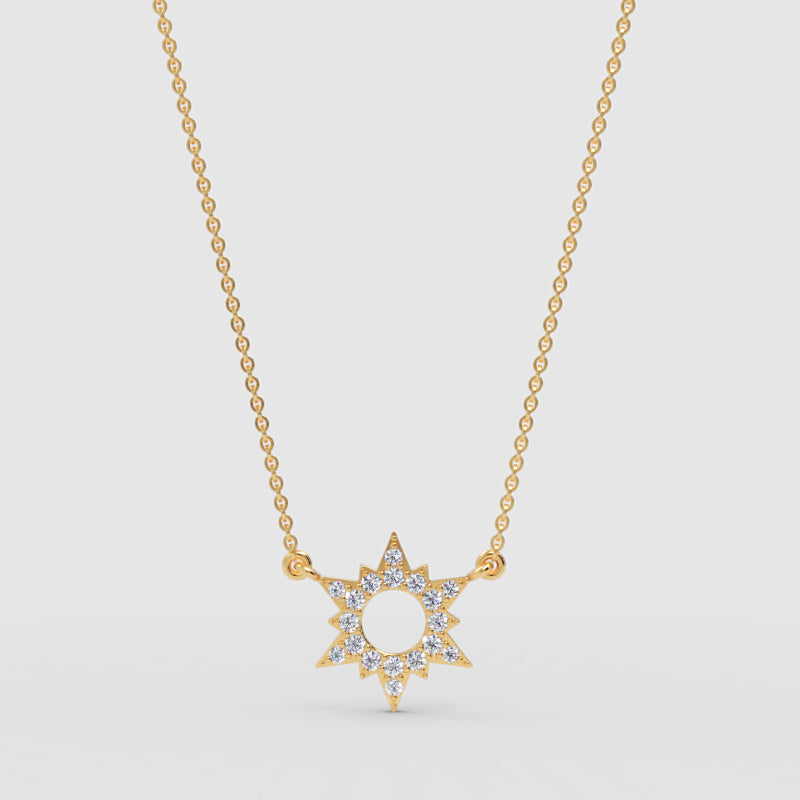 Starburst Pendant Necklace With Pav Crystals - Three