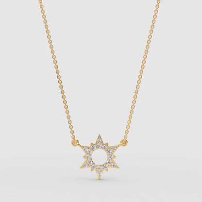 Starburst Pendant Necklace With Pav Crystals - Three