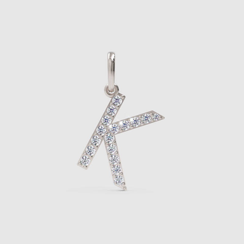 Rose Gold Diamond Letter K Initial Pendant Charm