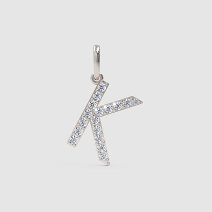 Rose Gold Diamond Letter K Initial Pendant Charm