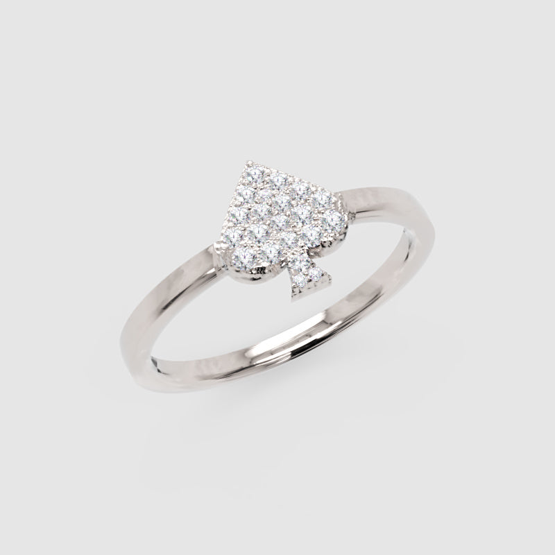 Pav Diamond Spade Stackable Ring - Three