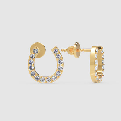 Horseshoe Stud Earrings With Pav Crystals And Screw Back Closure - Three