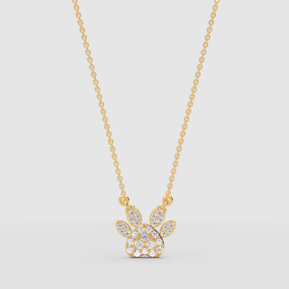 Paw Print Pendant Necklace With Diamond Stones - Three