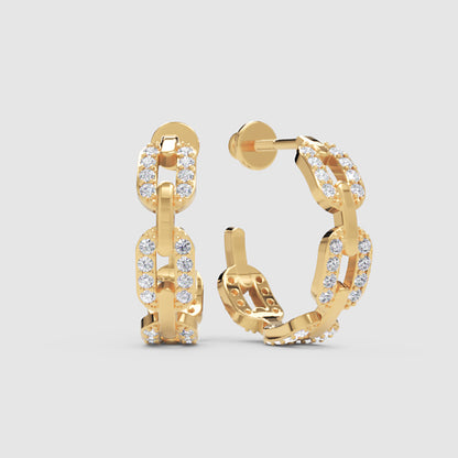 Pav Chain Link Hoop Earrings - Three