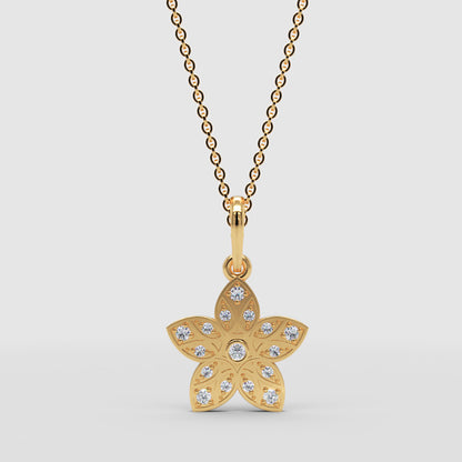 Timeless Diamond Flower Pendant Necklace In White Gold - Three