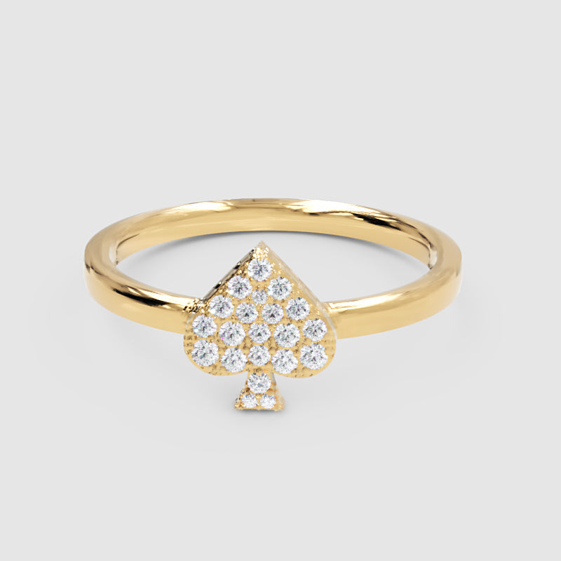 Pav Diamond Spade Stackable Ring - Four