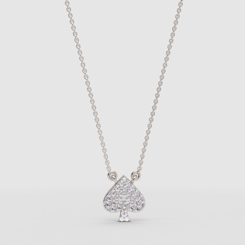 Pav Diamond Spade Pendant Necklace - Three