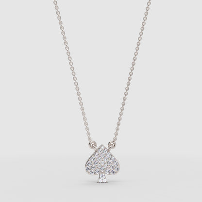 Pav Diamond Spade Pendant Necklace - Three