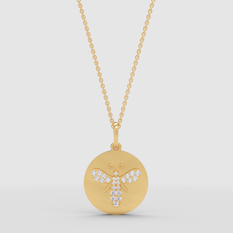 Dragonfly Disc Pendant Necklace With Pav Crystals - Two