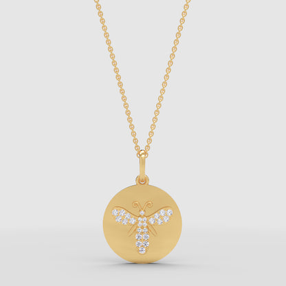 Dragonfly Disc Pendant Necklace With Pav Crystals - Two