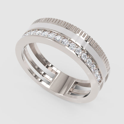 Rose Gold Diamond Band Ring with White Enamel Center – Modern Customizable Statement Ring | Jebij